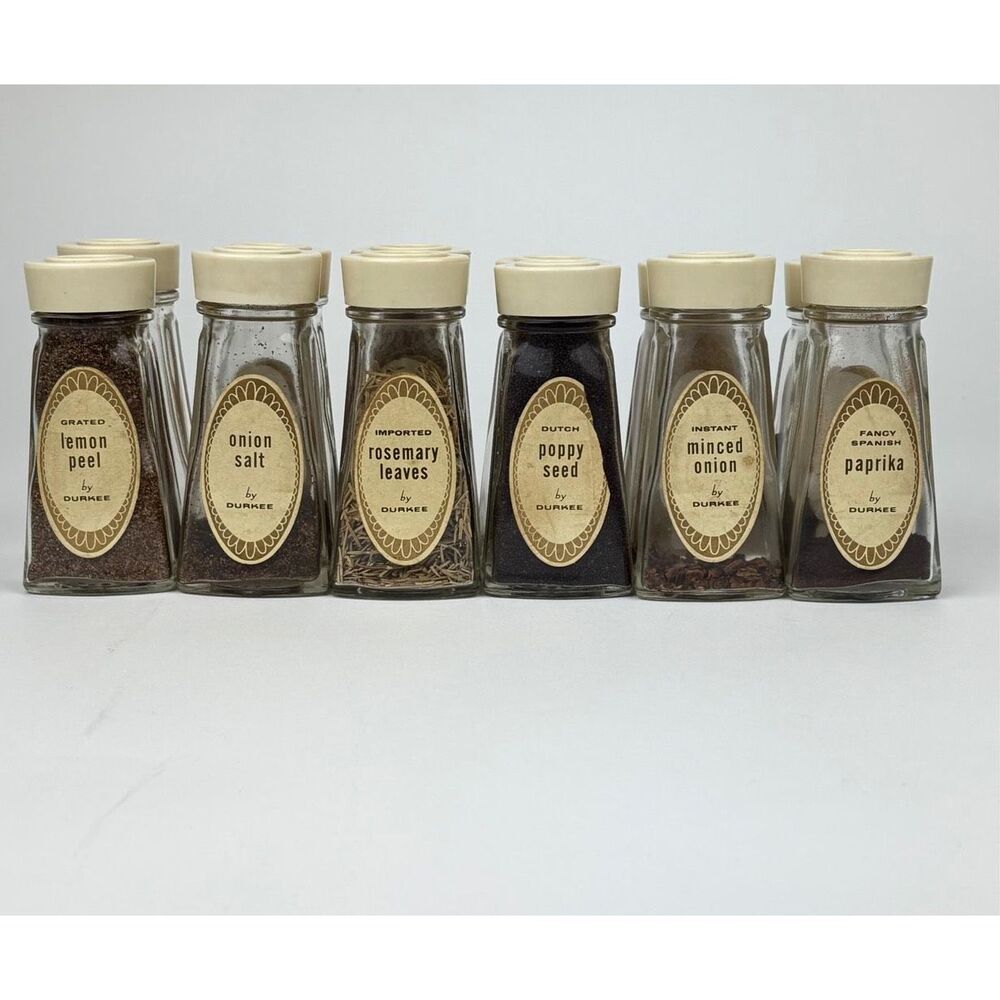 Vintage Lot of 12 Durkee Spice Jars - Used DY2407